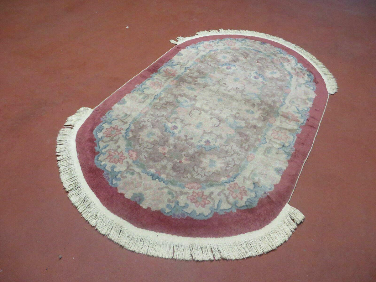 Oval Chinese Art Deco Rug 3x5 Vintage Wool Carpet - Jewel Rugs, view 3