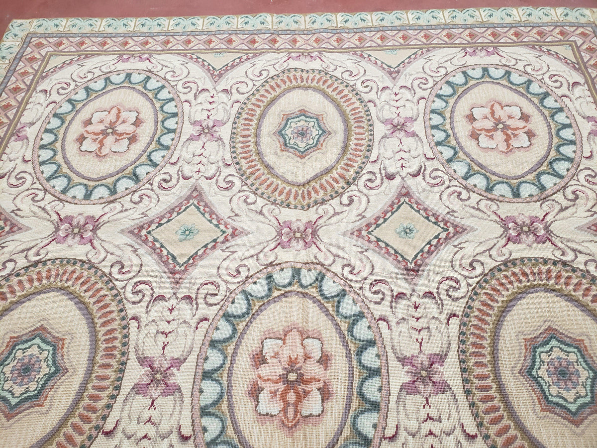 New Needlepoint Rug, 6x9 Needlepoint Carpet, Flatweave Rug, Vicotorian French European English Decor, Elegant Rug for Living Room, Handmade - Jewel Rugs, view 4