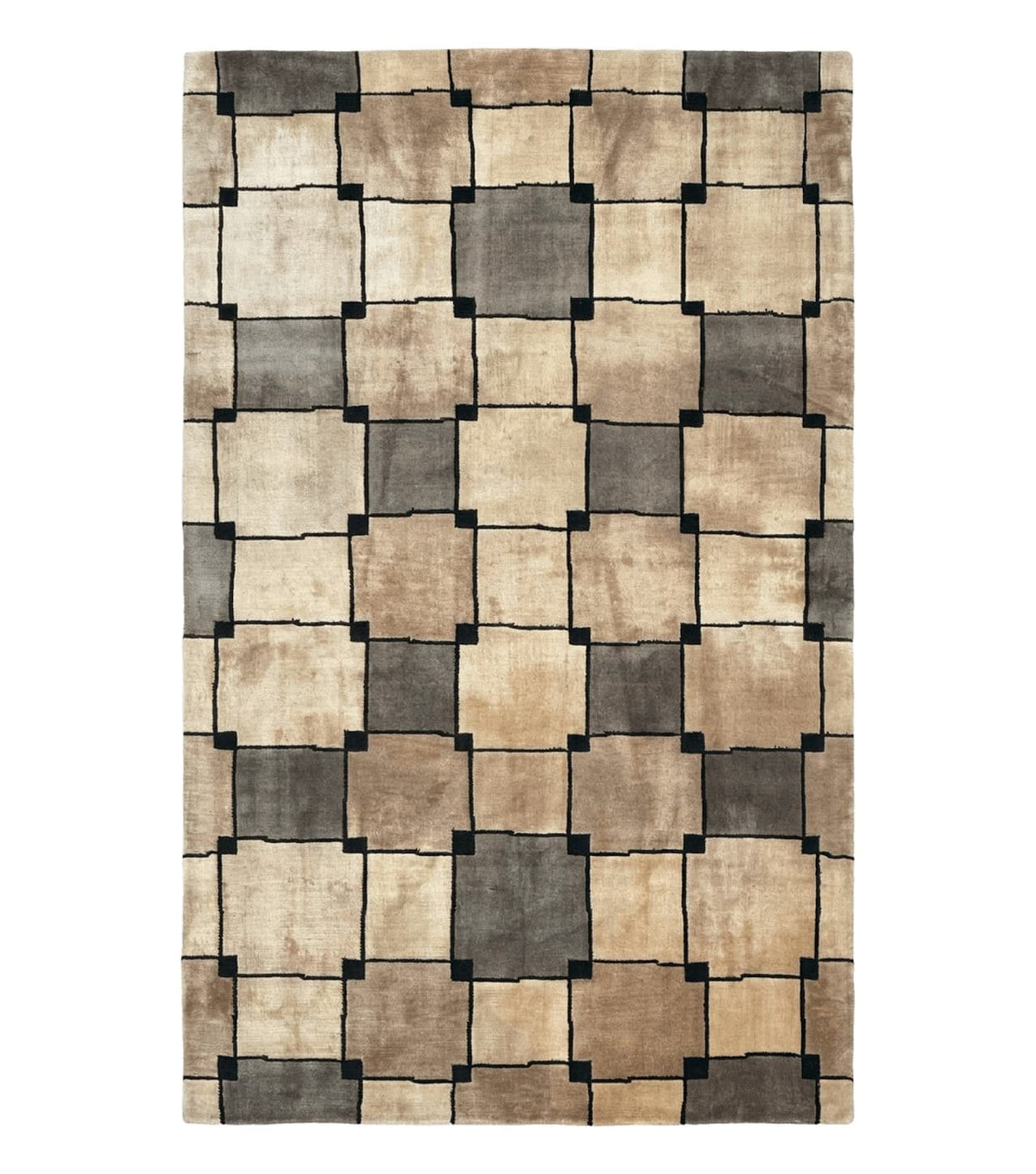 Tibetan Wool Rug 5x8, Contemporary Modern Carpet, Abstract Design, Soft Thick Pile, Pair B - Jewel Rugs