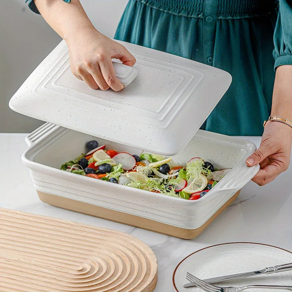 Casserole Dish with Lid 13x9 Farmhouse Rectangular Baking Dish