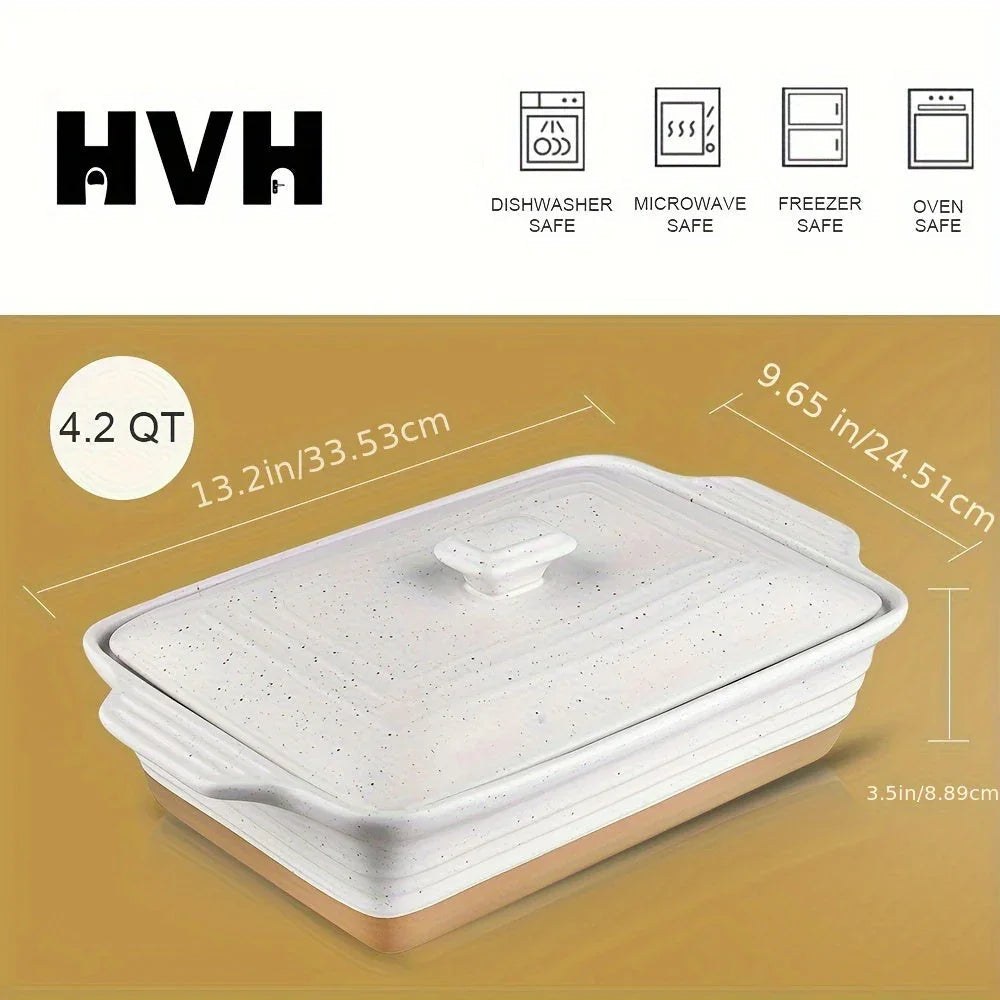 Casserole Dish with Lid 13x9 Farmhouse Rectangular Baking Dish