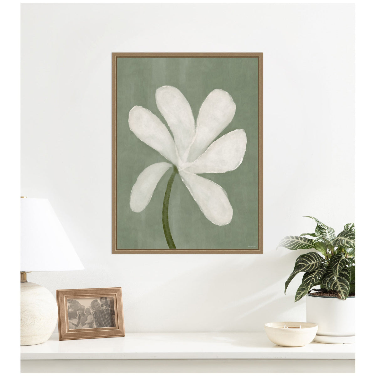 White Floral by Gabrielly Guedes Framed Canvas Wall Art Print