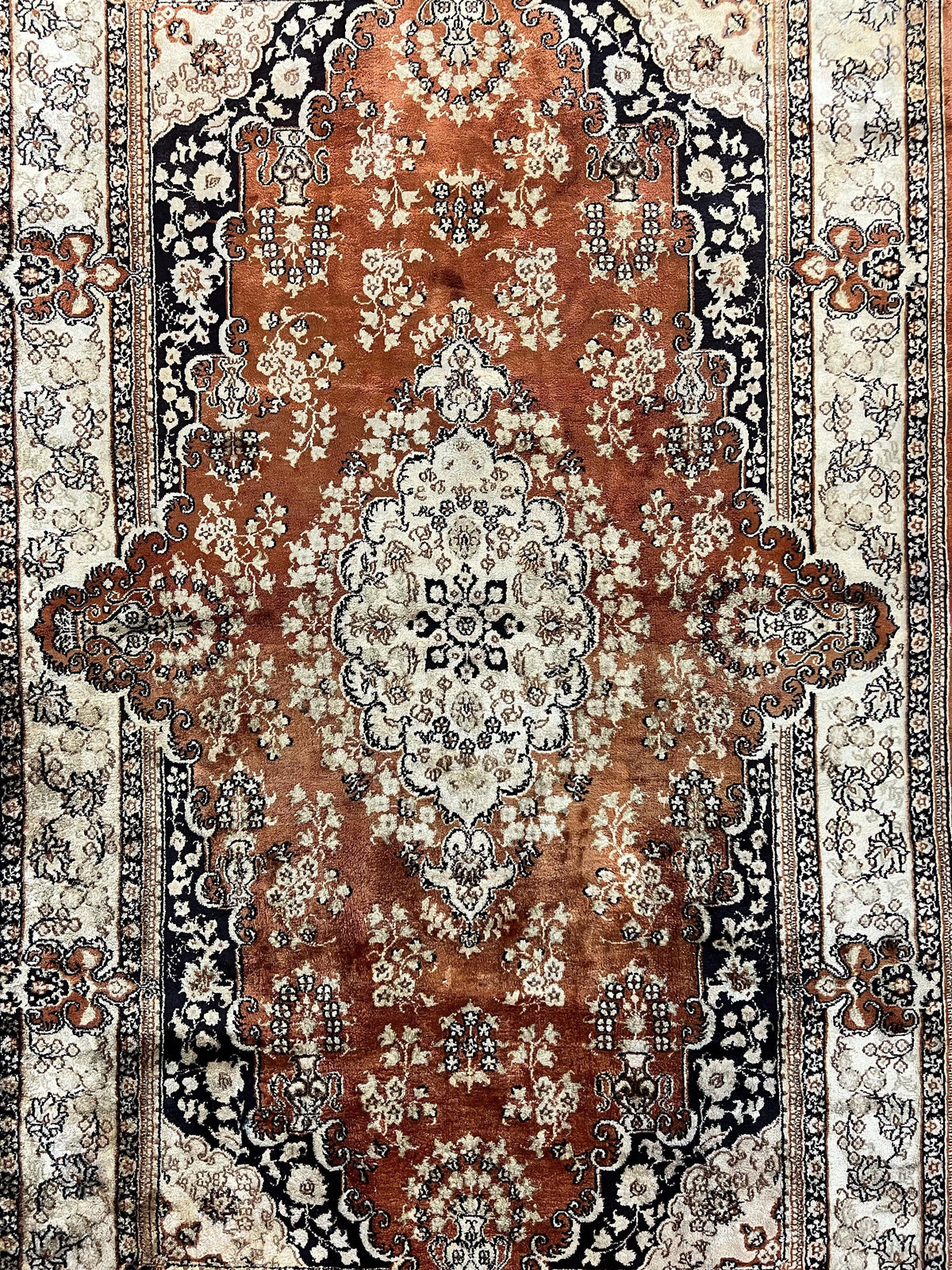 Turkish Silk Rug 3x5, Very Fine 400 KPSI, Floral Medallion, Hand Knotted - Jewel Rugs, view 12
