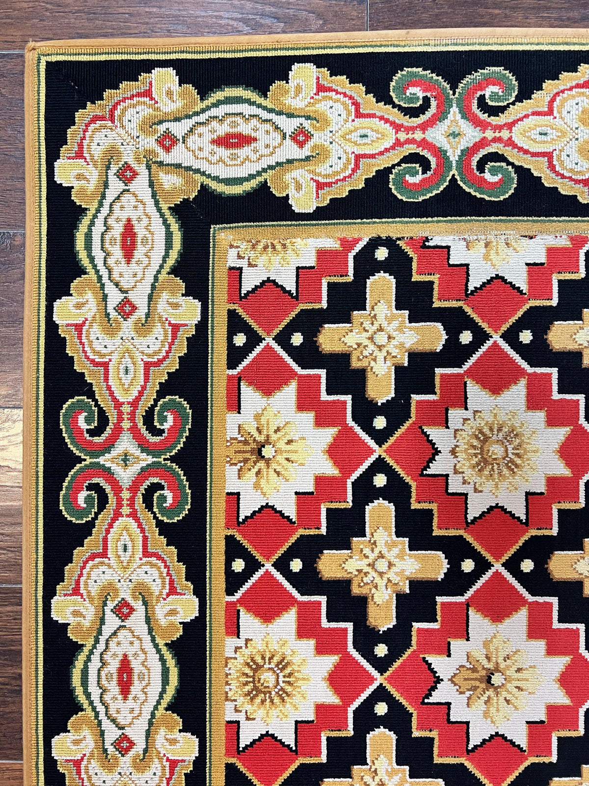 Vintage Runner Rug 3.5 x 14, Long Runner Rug, Stark Custom Made Carpet, European Design, Red Black Ivory Tan, Long Rug for Hallway - Jewel Rugs, view 7