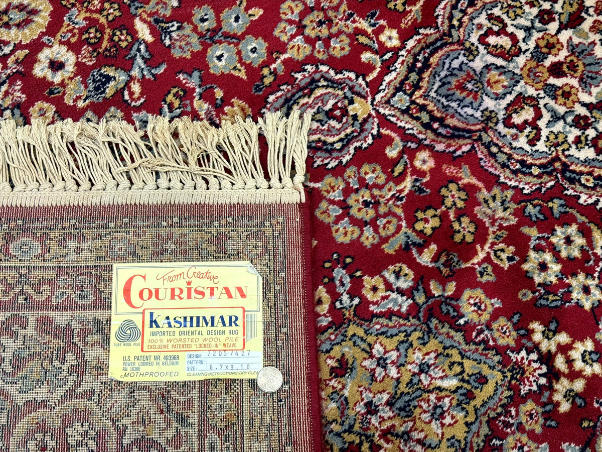 Persian Wool Rug 7x10, Couristan Carpet, Belgium Power Loomed Rug, Red, Floral, Traditional - Jewel Rugs, view 10