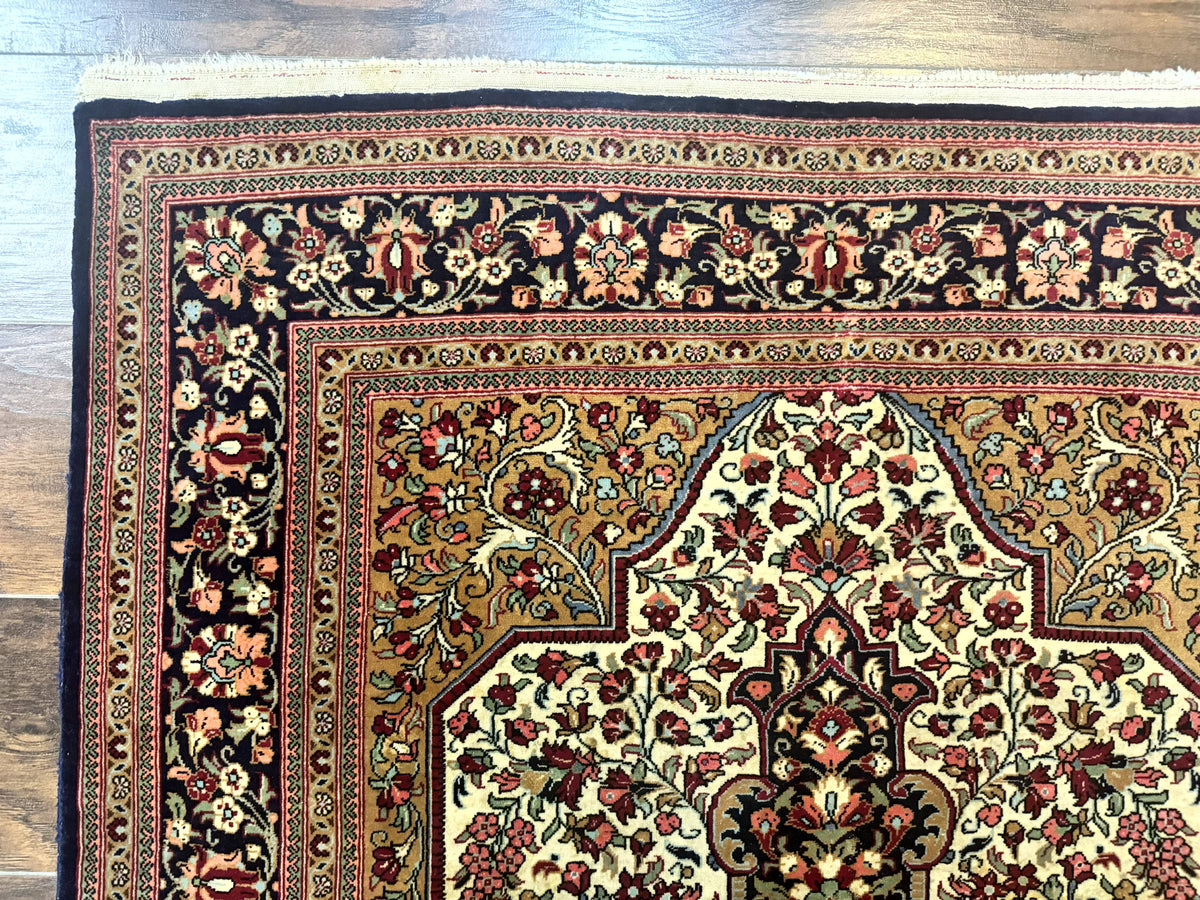 Persian Qum Rug 3.6 x 5, Kork Wool, Very Finely Hand Knotted 325 KPSI, Rare, Semi Antique - Jewel Rugs, view 6