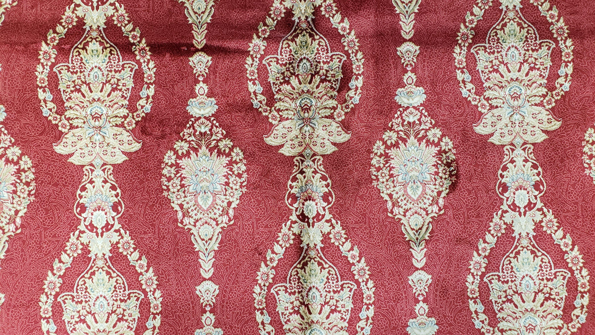 Dark Red Silk Carpet 5.3 x 7.6 ft, 5x8 Silk Rug, New Turkish Silk Carpet, Mint Condition, Beige & Red Area Rug, Bamboo Silk, High Quality - Jewel Rugs, view 13