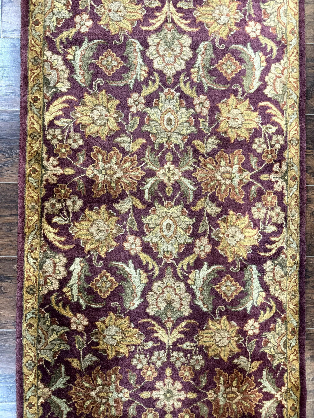 Indian Agra Runner Rug 2.6 x 17.5, Long Runner Rug for Hallway, Floral Handmade - Jewel Rugs, view 4