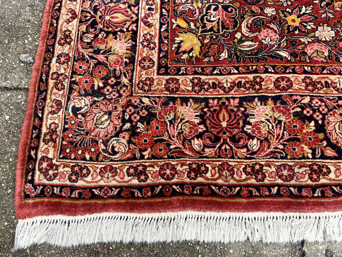 Large Antique Persian Sarouk Rug 11x18, Red, Floral Allover, Palace Size Wool Handmade Carpet - Jewel Rugs, view 8