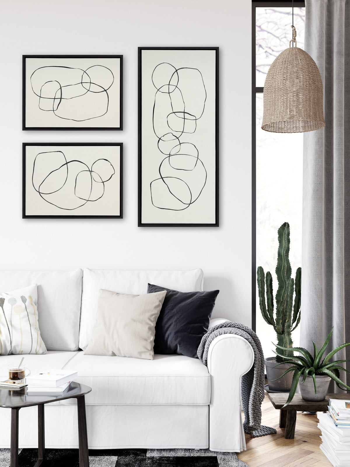 Sylvie Dancing Circles Framed Canvas by Teju Reval