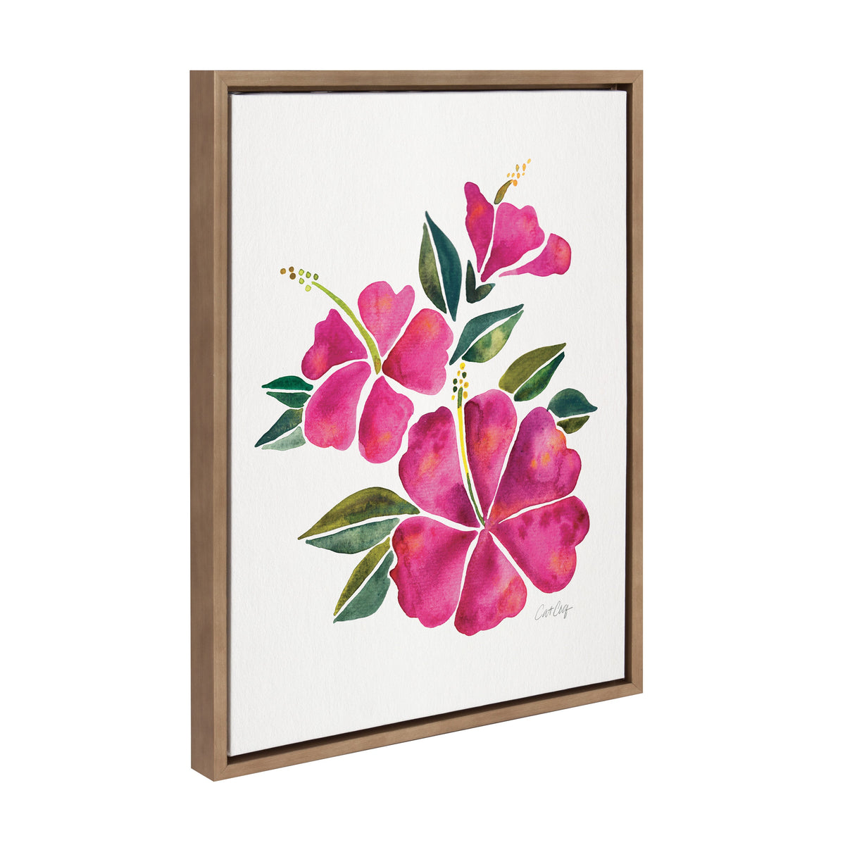 Sylvie Hibiscus Bloom Fuchsia Framed Canvas by Cat Coquillette