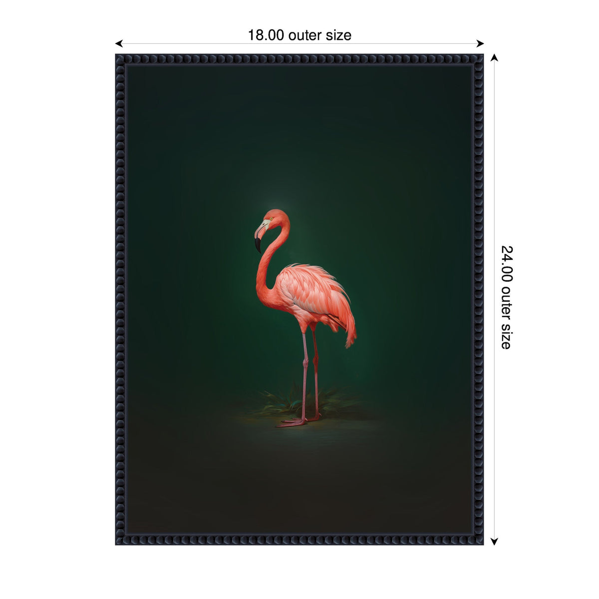 Flamingo Side View Rich Green Backdrop by The Creative Bunch Studio Framed Canvas Wall Art Print