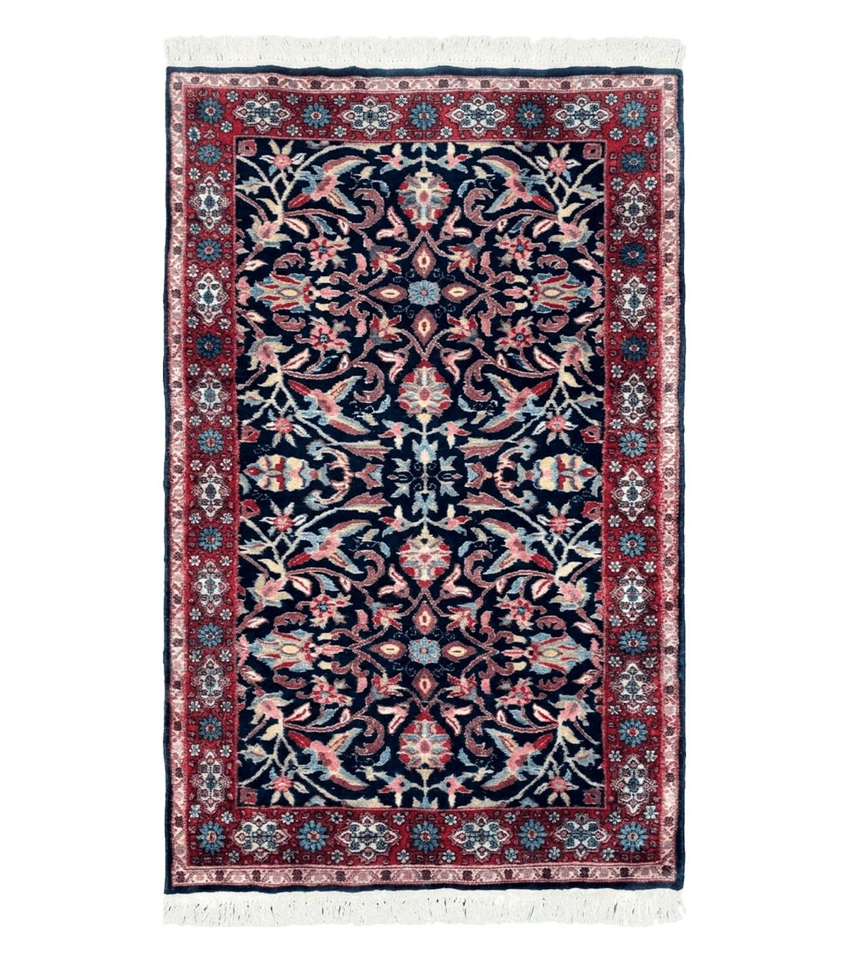 Antique Persian Sarouk Rug 3x5, Navy Blue, Allover Pattern, Hand Knotted - Jewel Rugs