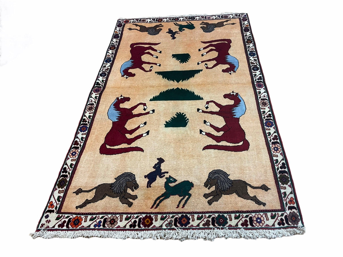 4x6 Rug Handmade Zagros Quality Wool Horses Tribal Hand-Knotted Rug Veggie Dye - Jewel Rugs, view 9