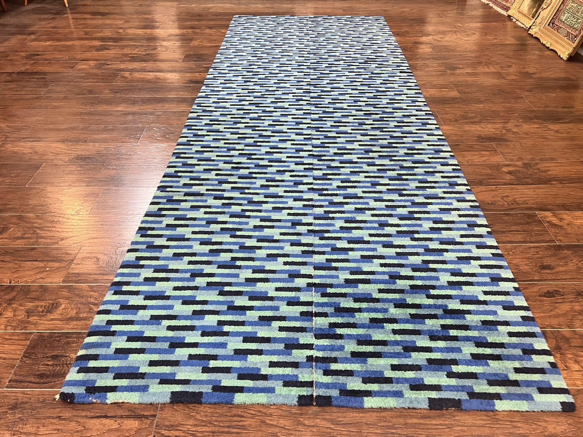 Wide Runner Rug 4.7 x 12, Blue Multicolor Contemporary Wool Power Loomed Rug, Mosiac Design - Jewel Rugs, view 2