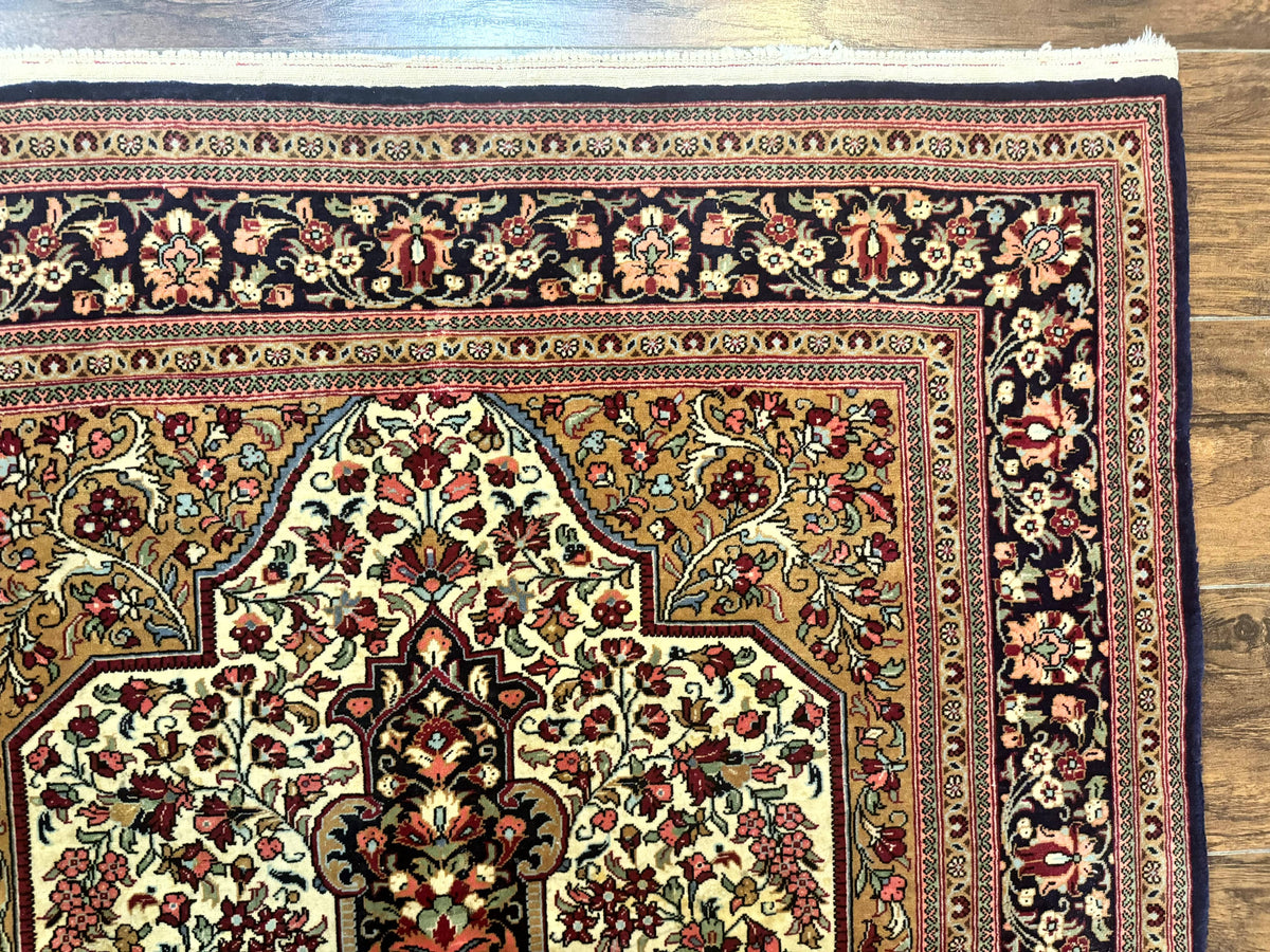 Persian Qum Rug 3.6 x 5, Kork Wool, Very Finely Hand Knotted 325 KPSI, Rare, Semi Antique - Jewel Rugs, view 7