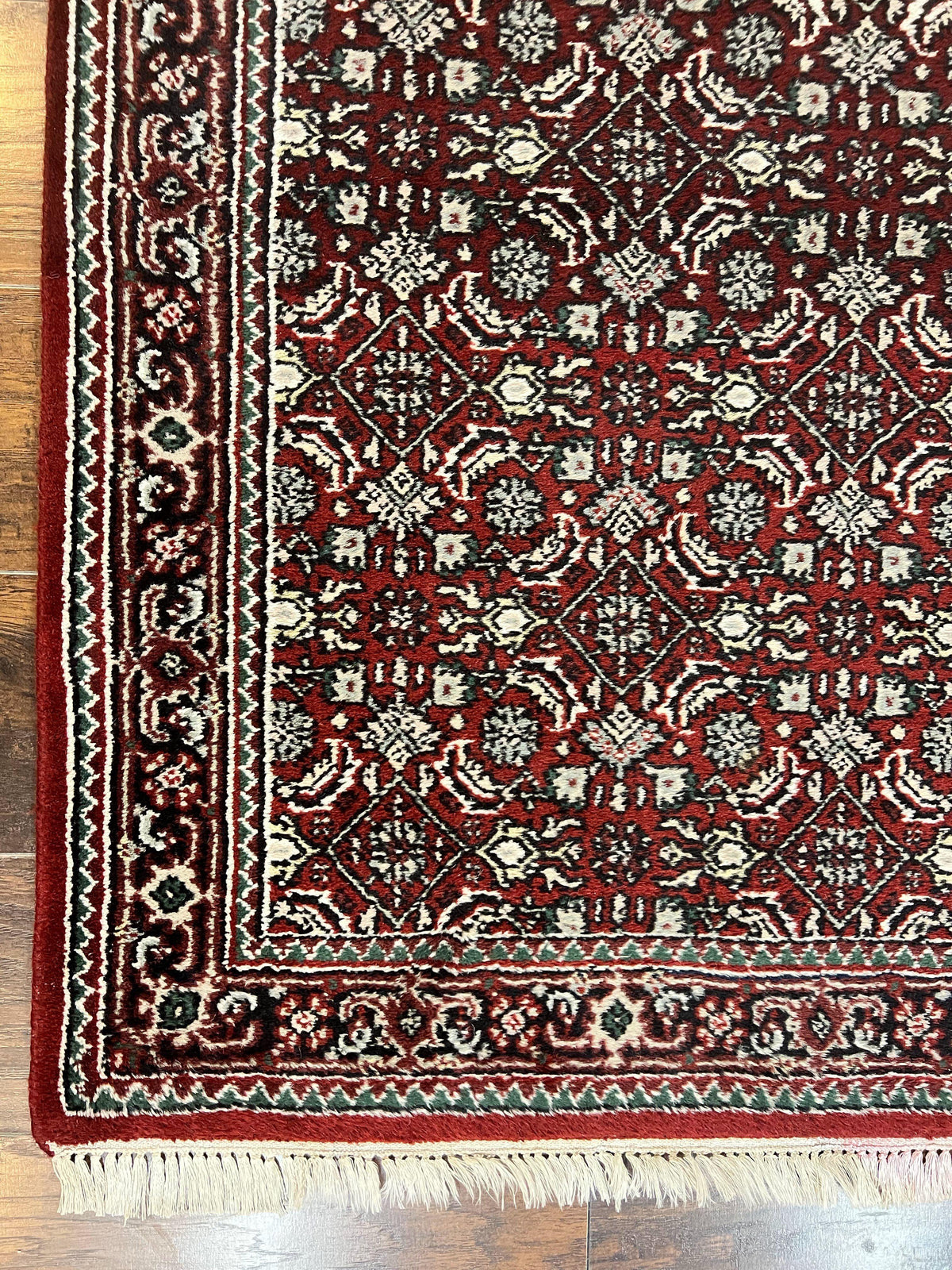 Indo Persian Runner Rug 2.7 x 8, Wool Hand Knotted Vintage Carpet, Red Black, Herati Allover Pattern, Oriental Runner, Rug for Hallway - Jewel Rugs, view 9