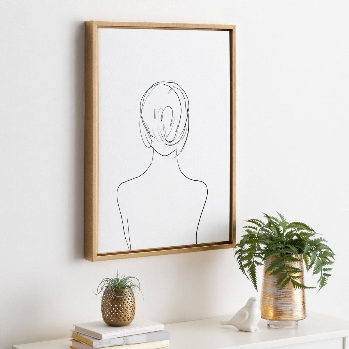 Sylvie Minimalist Woman Framed Canvas by Teju Reval