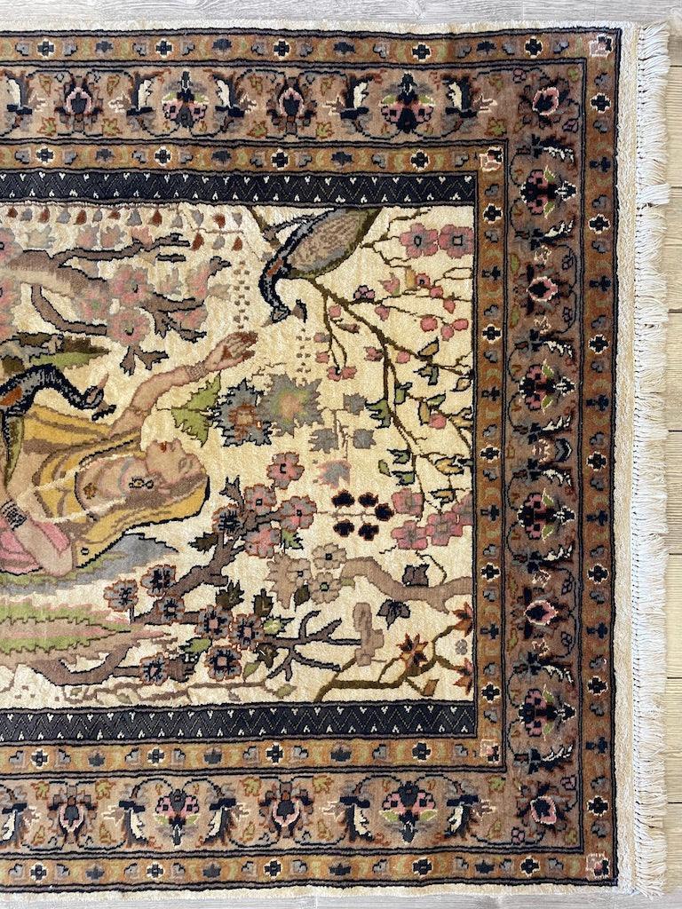 Vintage Chinese Rug 4x6 | Ivory, Beige & Pink | Hand-Knotted Wool - Rugistan, view 4