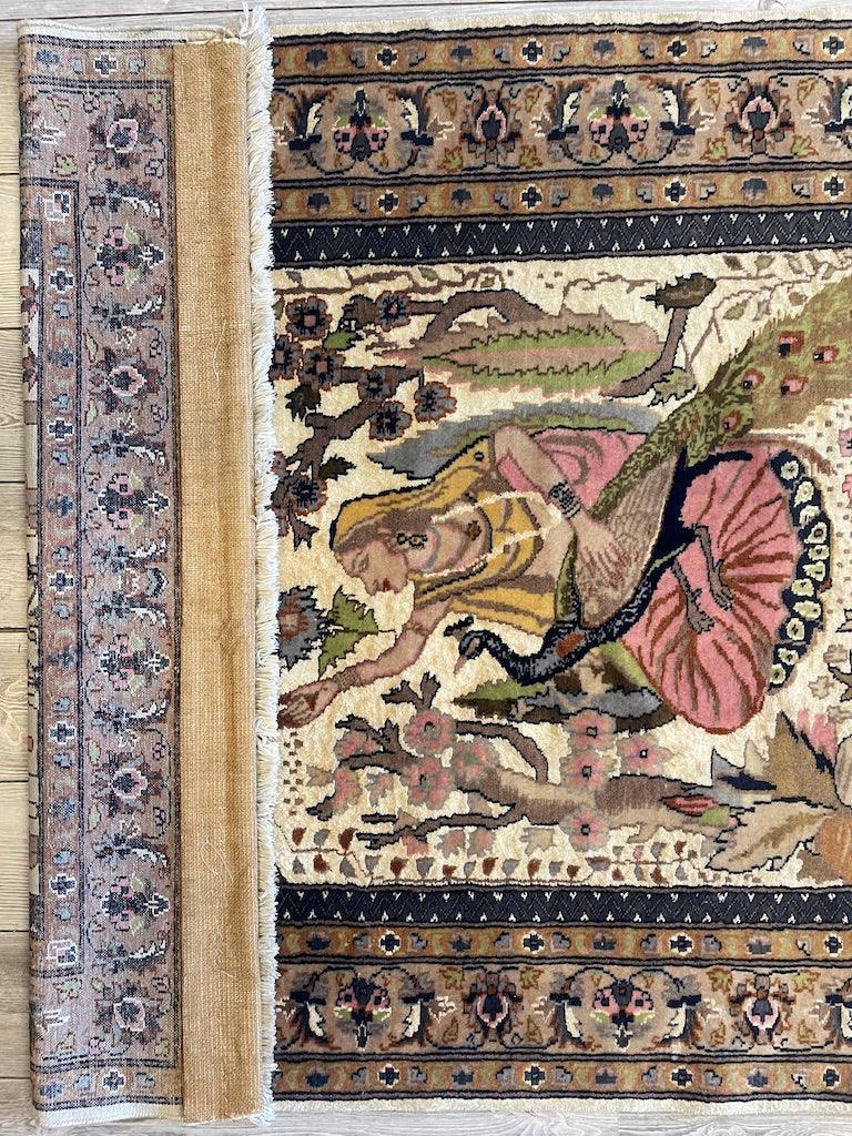 Vintage Chinese Rug 4x6 | Ivory, Beige & Pink | Hand-Knotted Wool - Rugistan, view 7