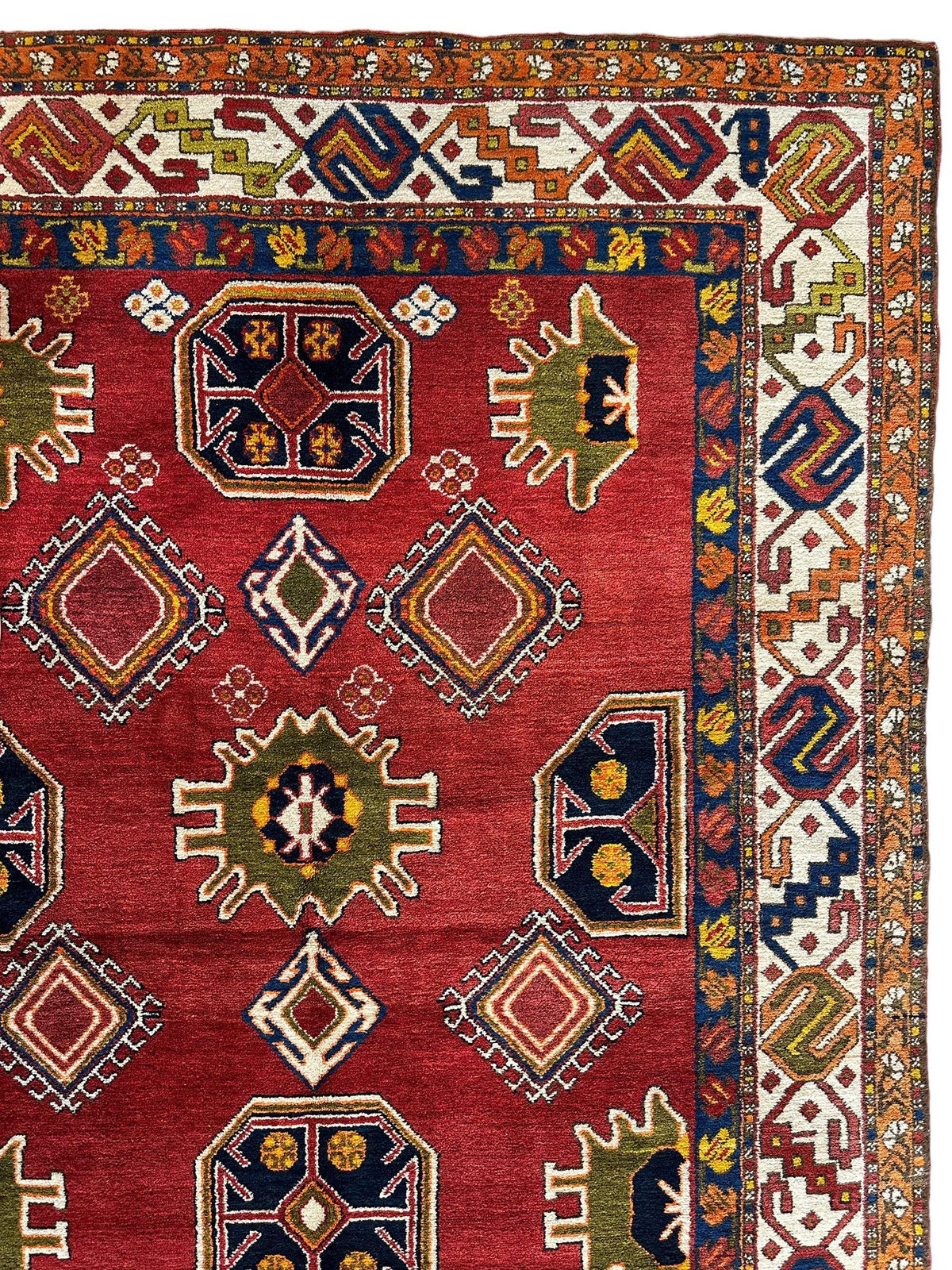 Vintage Persian Rug 5x11 | Red, Ivory & Navy | Hand-Knotted Wool - Rugistan, view 9