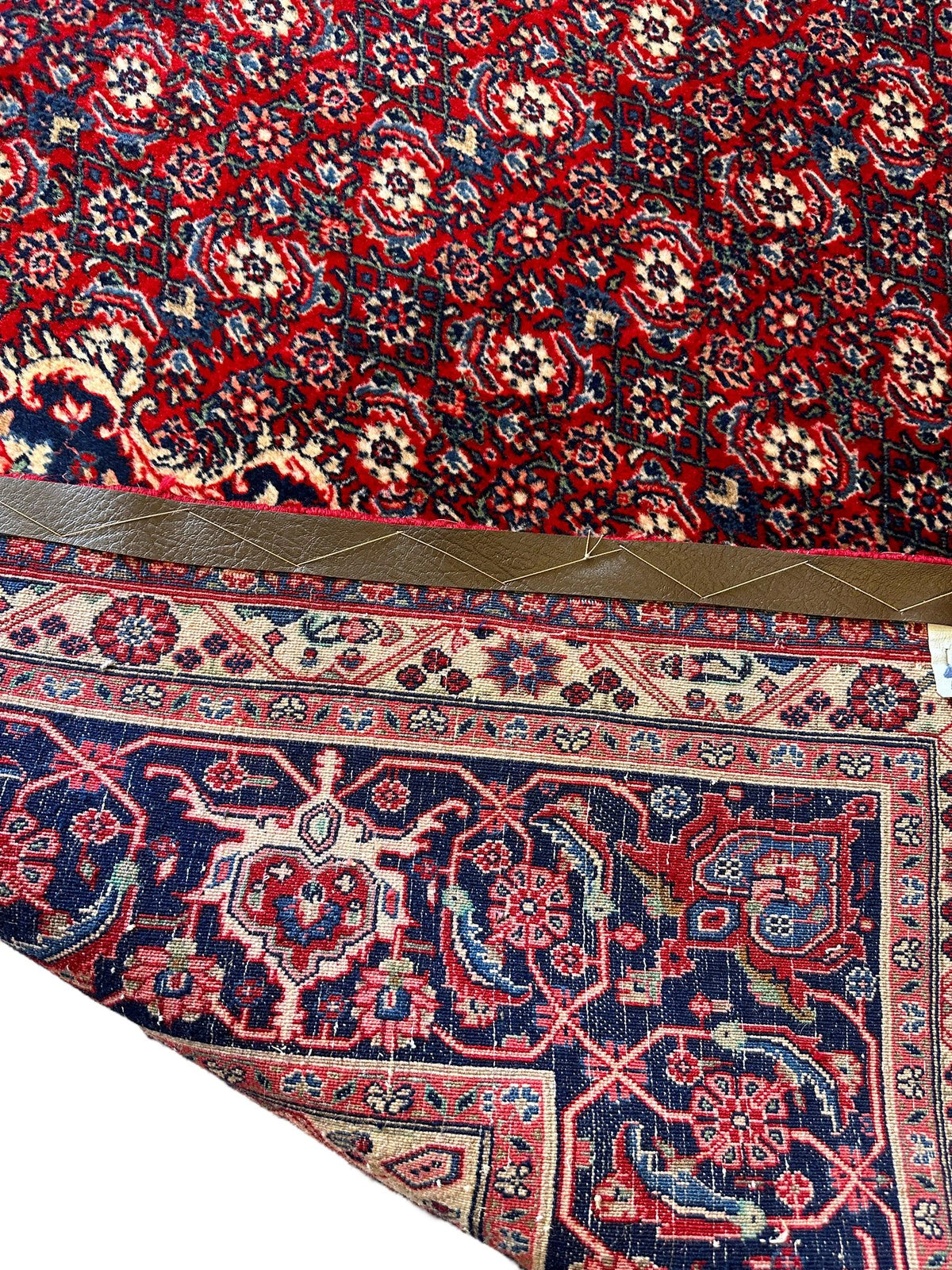 Vintage Persian Moud Rug 9x14 | Red, Navy & Ivory | Hand-Knotted Wool - Rugistan, view 19