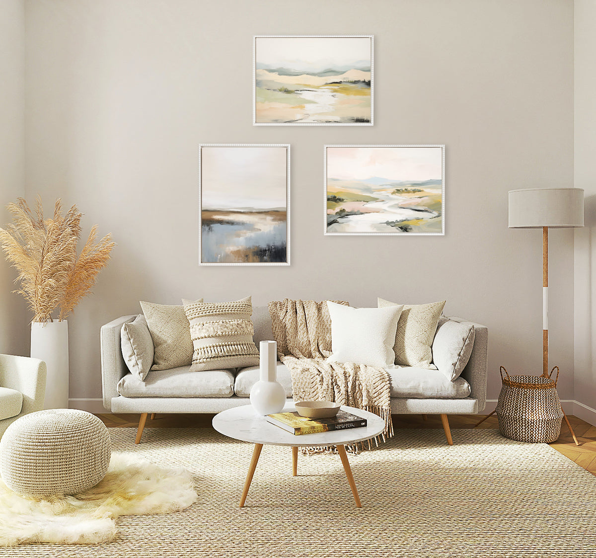 Sylvie Beaded Tranquil Landscape I Framed Canvas by Amy Lighthall