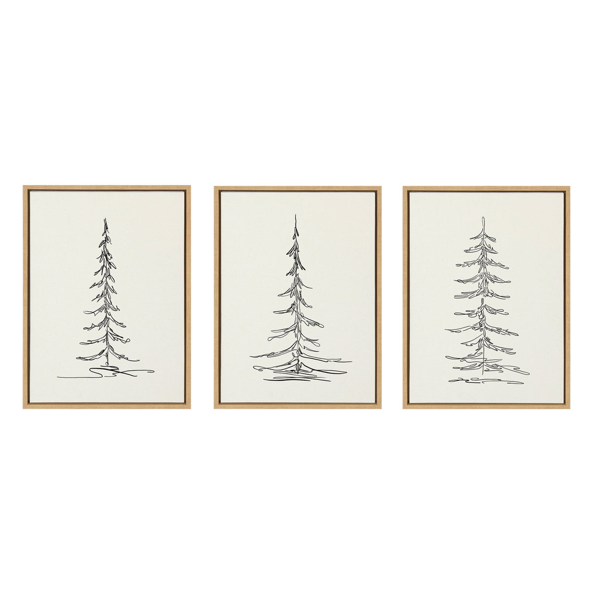 Sylvie Minimalist Evergreen Trees Framed Canvas Set by The Creative Bunch Studio