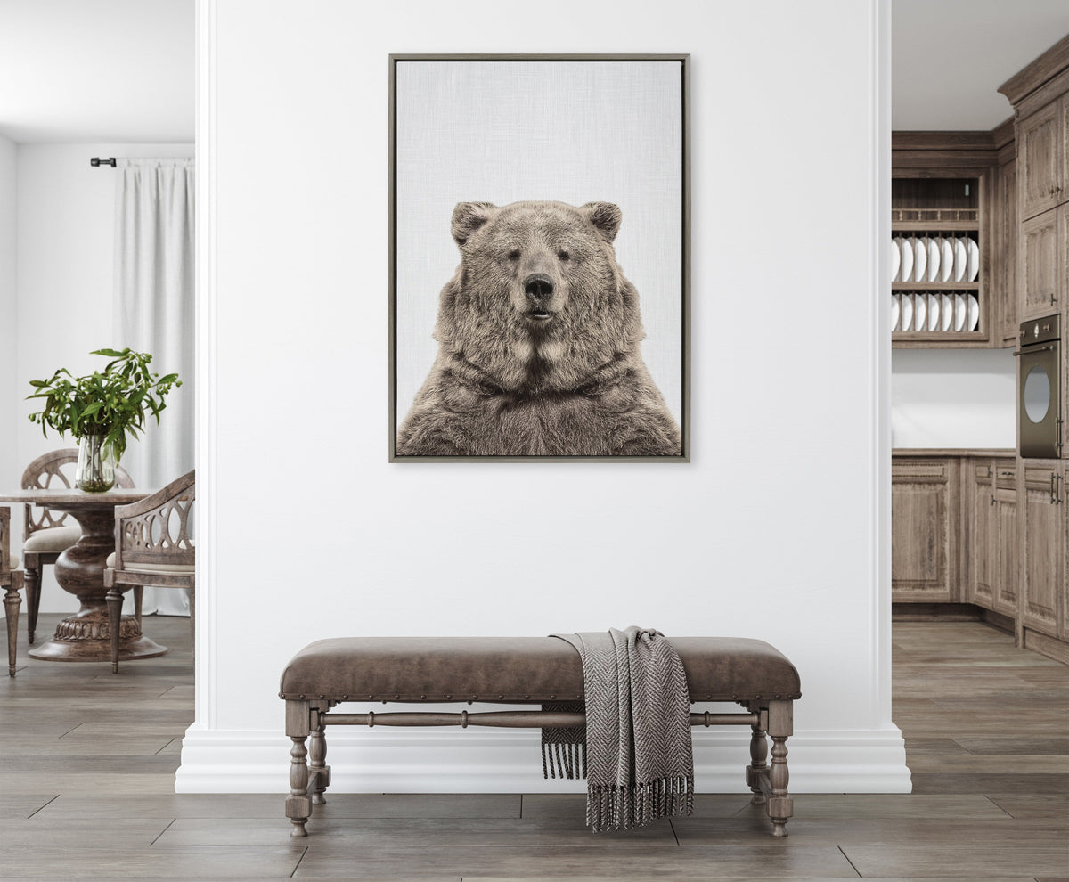 Sylvie Bear European Color Framed Canvas by Simon Te of Tai Prints