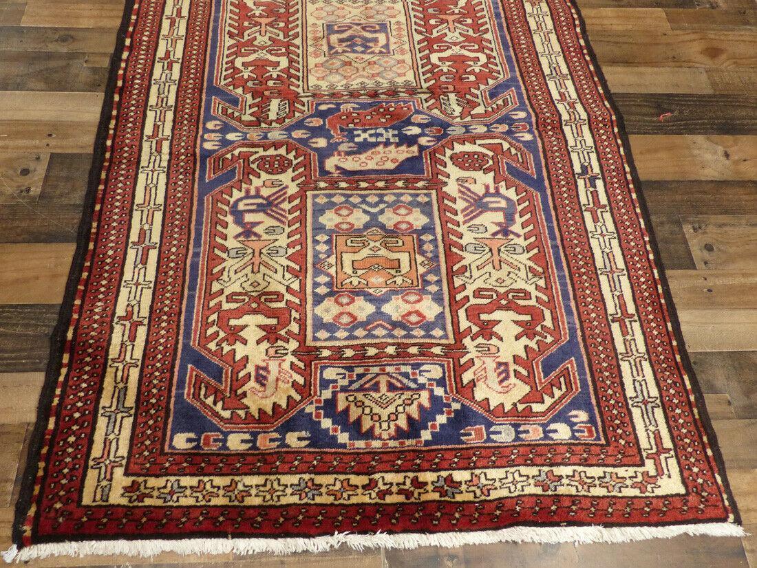 Vintage Persian Runner 4x10 | Rust, Blue & Ivory | Hand-Knotted Wool - Rugistan, view 10