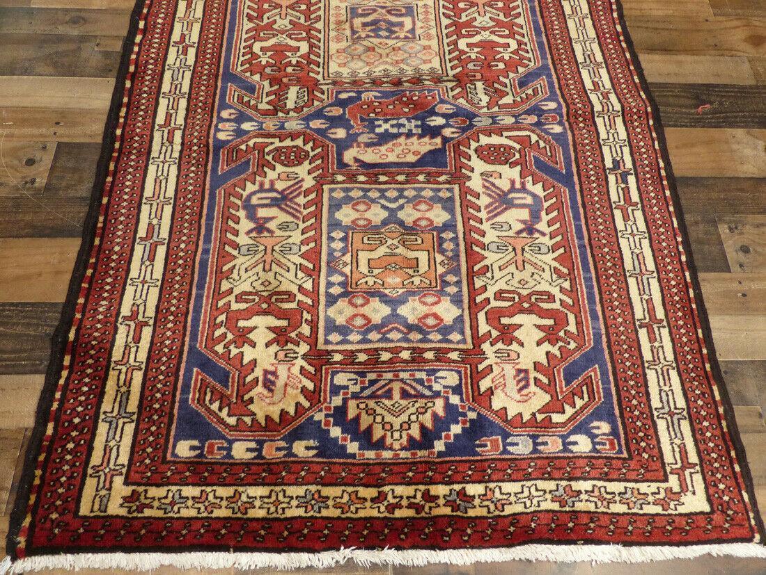Vintage Persian Runner 4x10 | Rust, Blue & Ivory | Hand-Knotted Wool - Rugistan, view 12