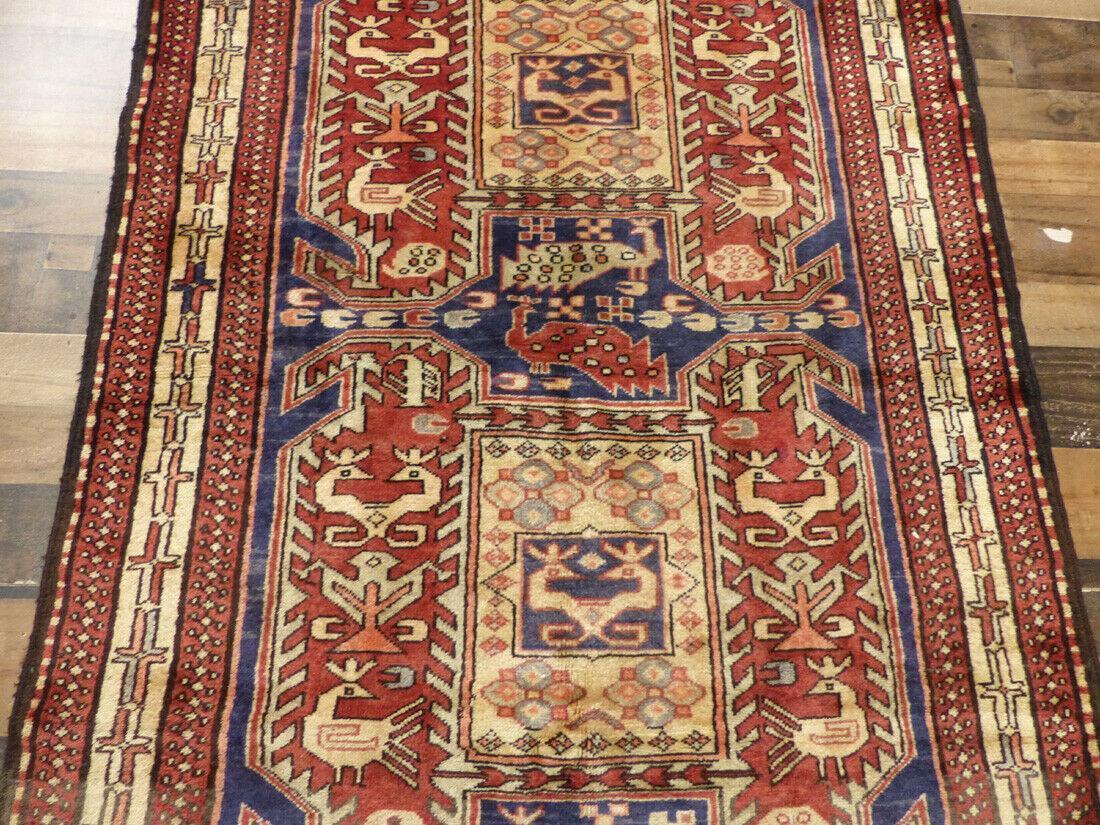 Vintage Persian Runner 4x10 | Rust, Blue & Ivory | Hand-Knotted Wool - Rugistan, view 2