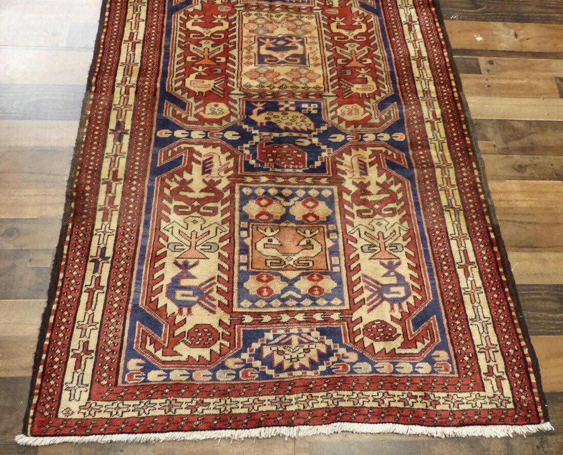Vintage Persian Runner 4x10 | Rust, Blue & Ivory | Hand-Knotted Wool - Rugistan, view 7