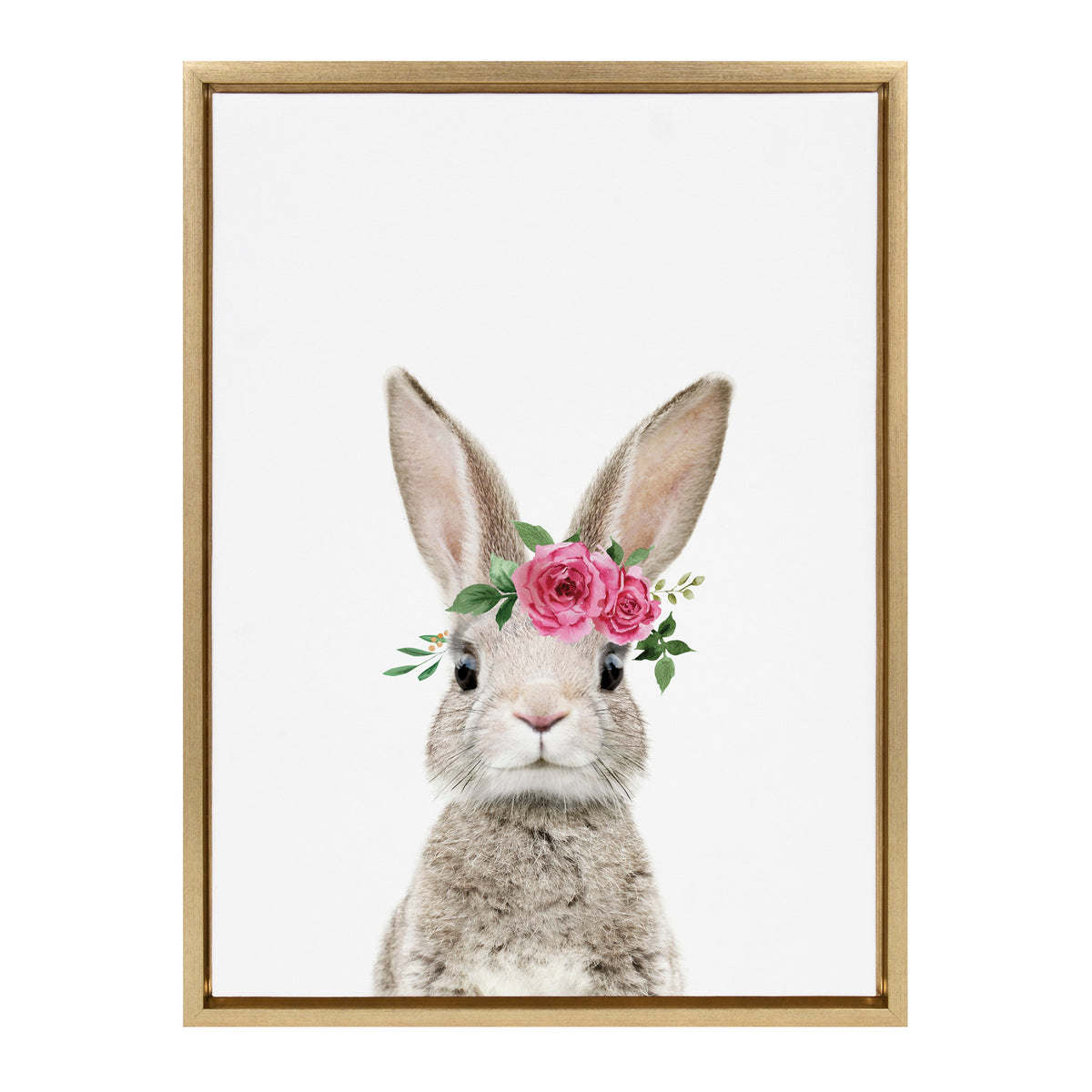 Sylvie Flower Crown Bunny Framed Canvas by Amy Peterson Art Studio