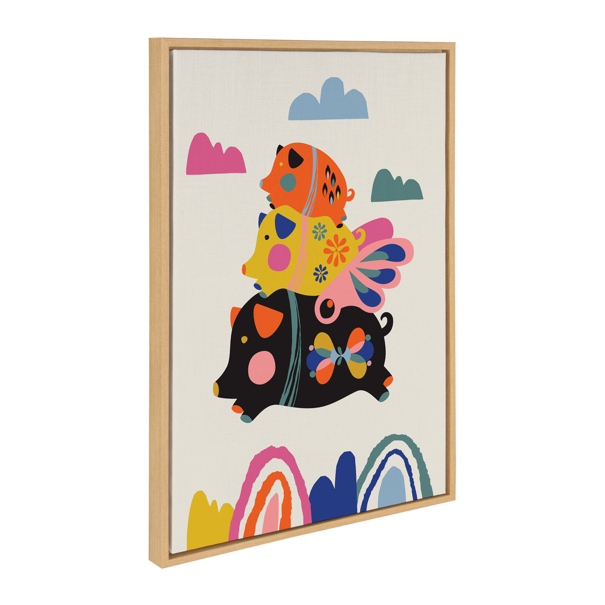 Sylvie Flying Pigs Framed Canvas by Rachel Lee of My Dream Wall