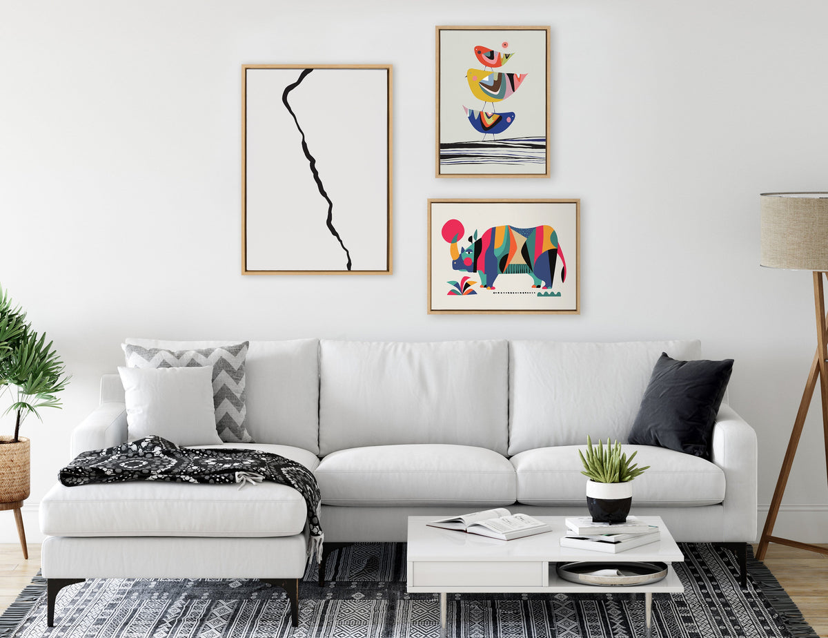 Sylvie Elevated Abstract Minimalist Mountain Landscape Framed Canvas by The Creative Bunch Studio