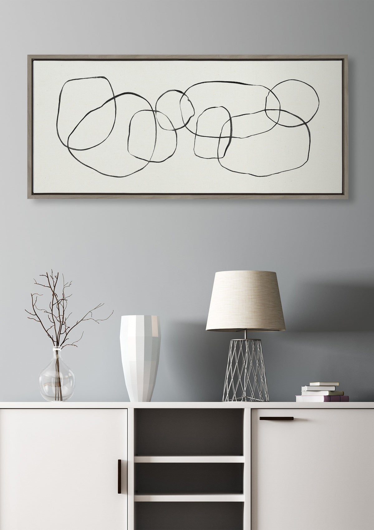 Sylvie Dancing Circles Framed Canvas by Teju Reval