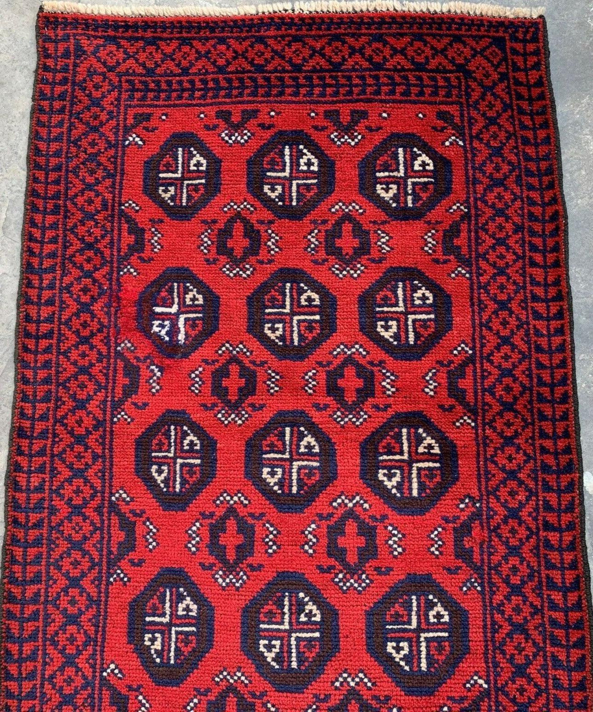 Hand Knotted Afghani Wool Baluch Runner Rug With Rug Pad 2x7 Ft - Rugistan