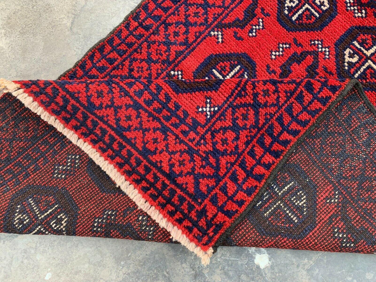 Hand Knotted Afghani Wool Baluch Runner Rug With Rug Pad 2x7 Ft - Rugistan, view 5