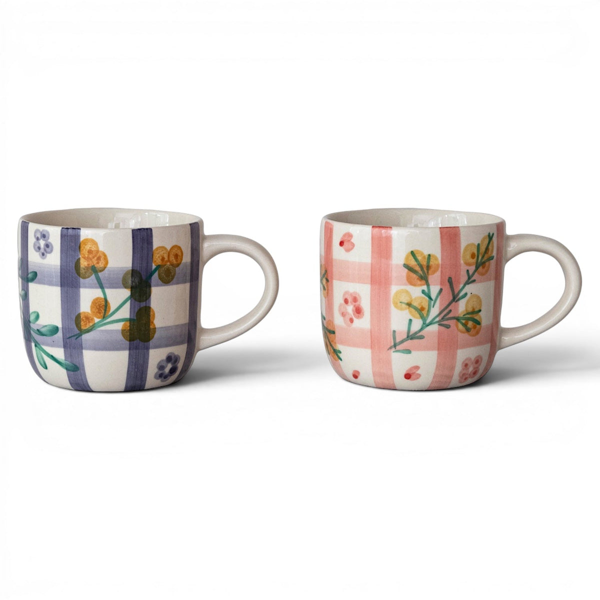 Hand-Painted Grid Botanical Ceramic Mug by Rust & Cinder