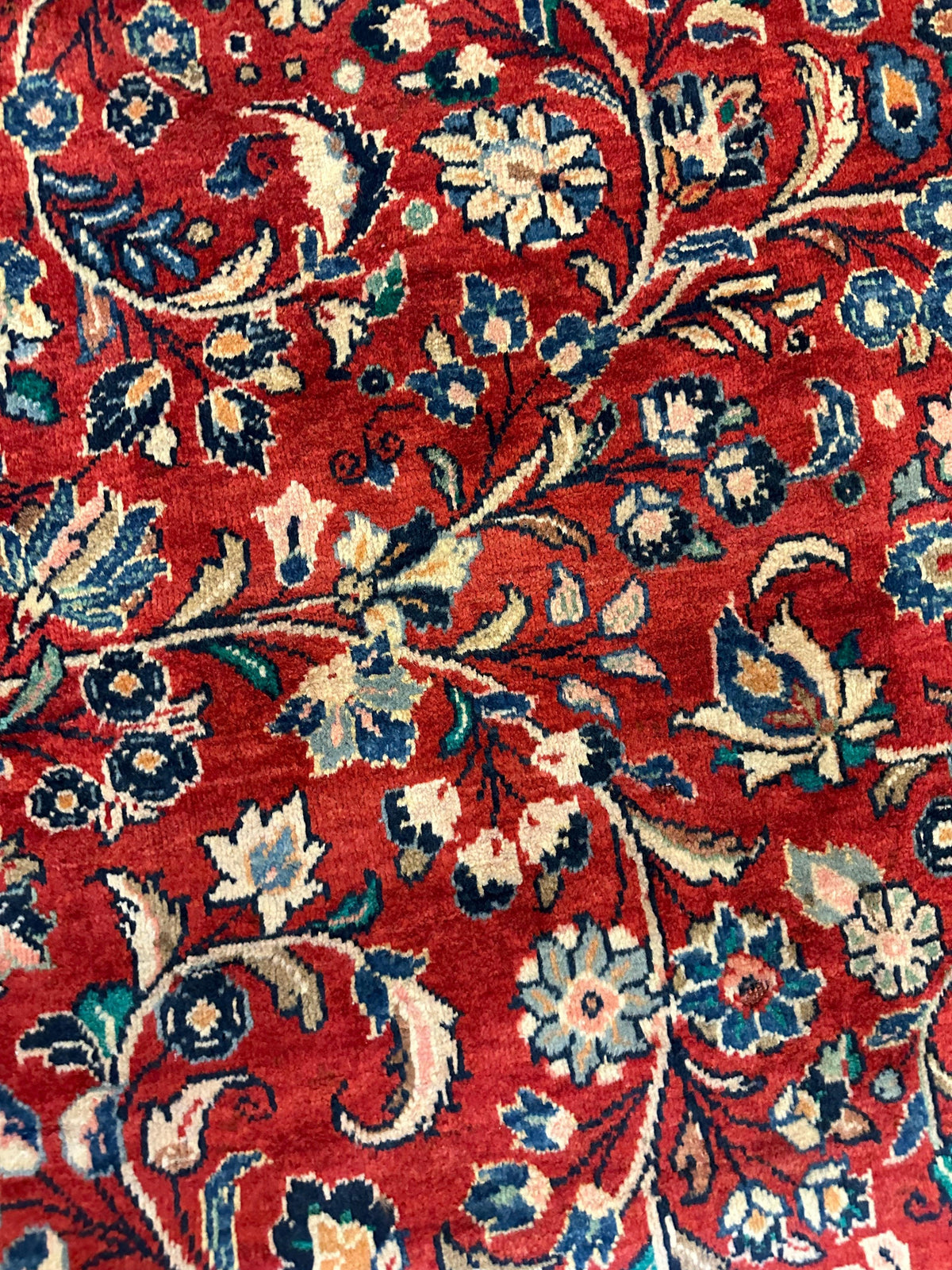 Vintage Persian Mahal Rug 10x13 | Red, Ivory & Navy | Hand-Knotted Wool - Rugistan, view 14