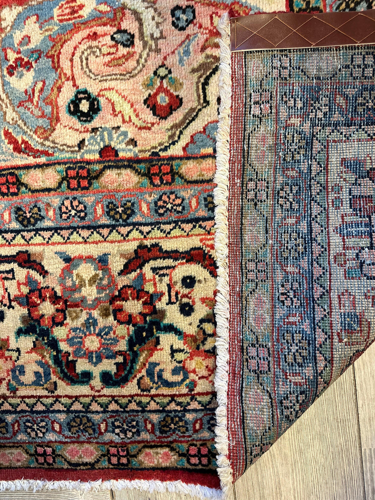 Vintage Persian Mahal Rug 10x13 | Red, Ivory & Navy | Hand-Knotted Wool - Rugistan, view 17