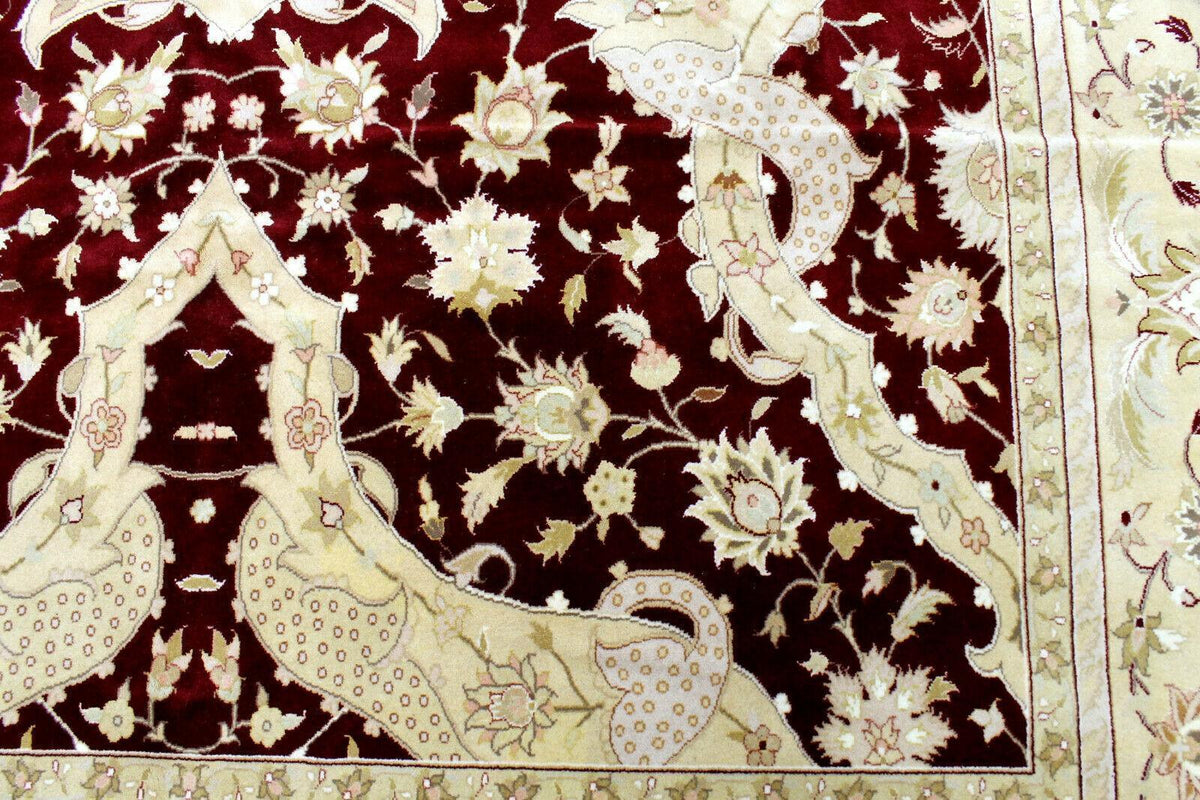 Pakistani Chobi Rug 9x12 | Burgundy, Beige & Ivory | Hand-Knotted Wool - Rugistan, view 11