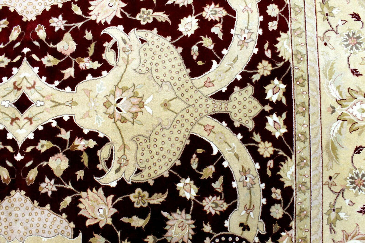 Pakistani Chobi Rug 9x12 | Burgundy, Beige & Ivory | Hand-Knotted Wool - Rugistan, view 12