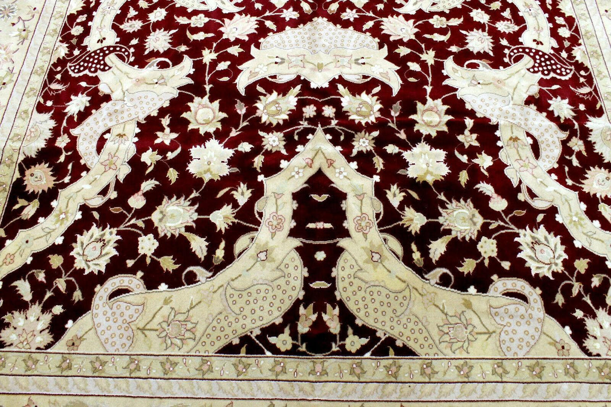 Pakistani Chobi Rug 9x12 | Burgundy, Beige & Ivory | Hand-Knotted Wool - Rugistan, view 13