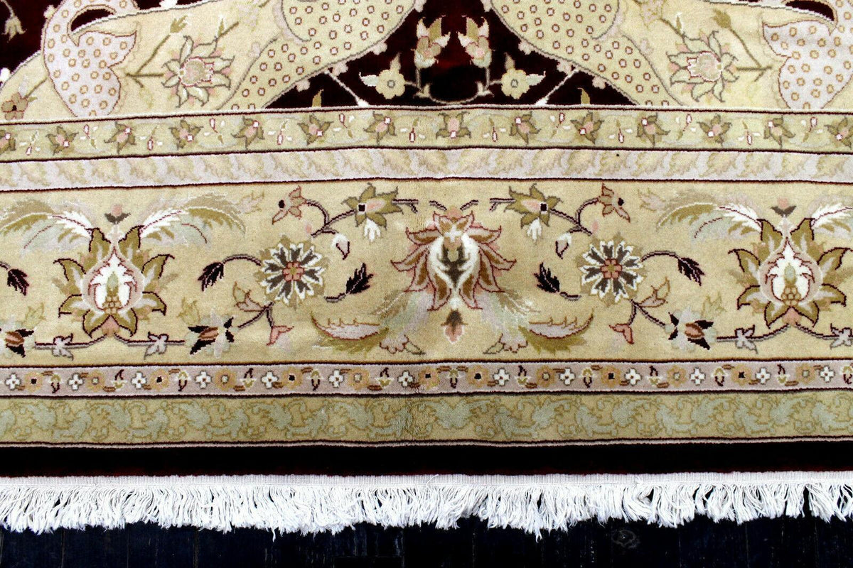 Pakistani Chobi Rug 9x12 | Burgundy, Beige & Ivory | Hand-Knotted Wool - Rugistan, view 14