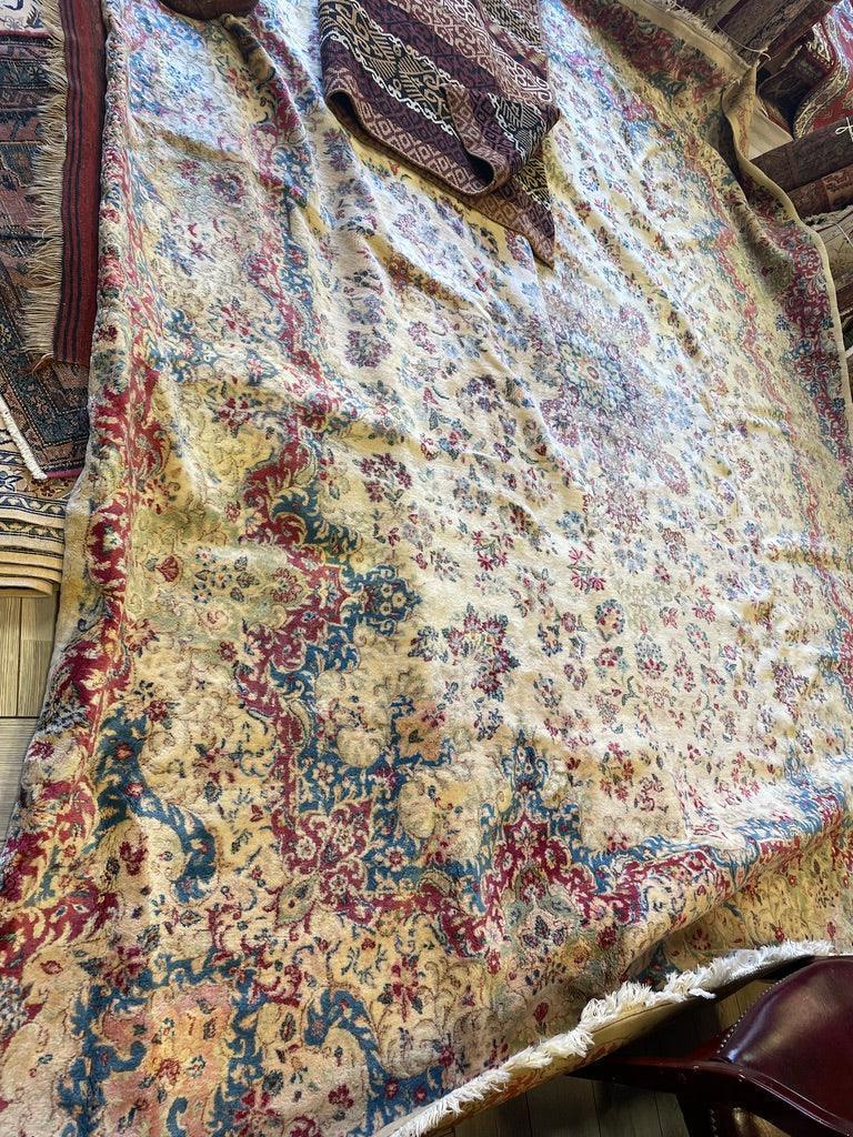 Antique Persian Kerman Rug 10x13 | Ivory, Pink & Red | Hand-Knotted Wool - Rugistan, view 11
