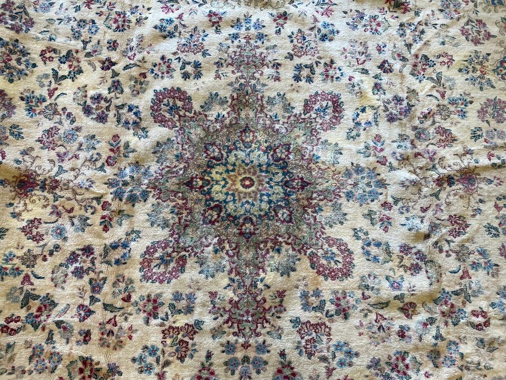 Antique Persian Kerman Rug 10x13 | Ivory, Pink & Red | Hand-Knotted Wool - Rugistan, view 2