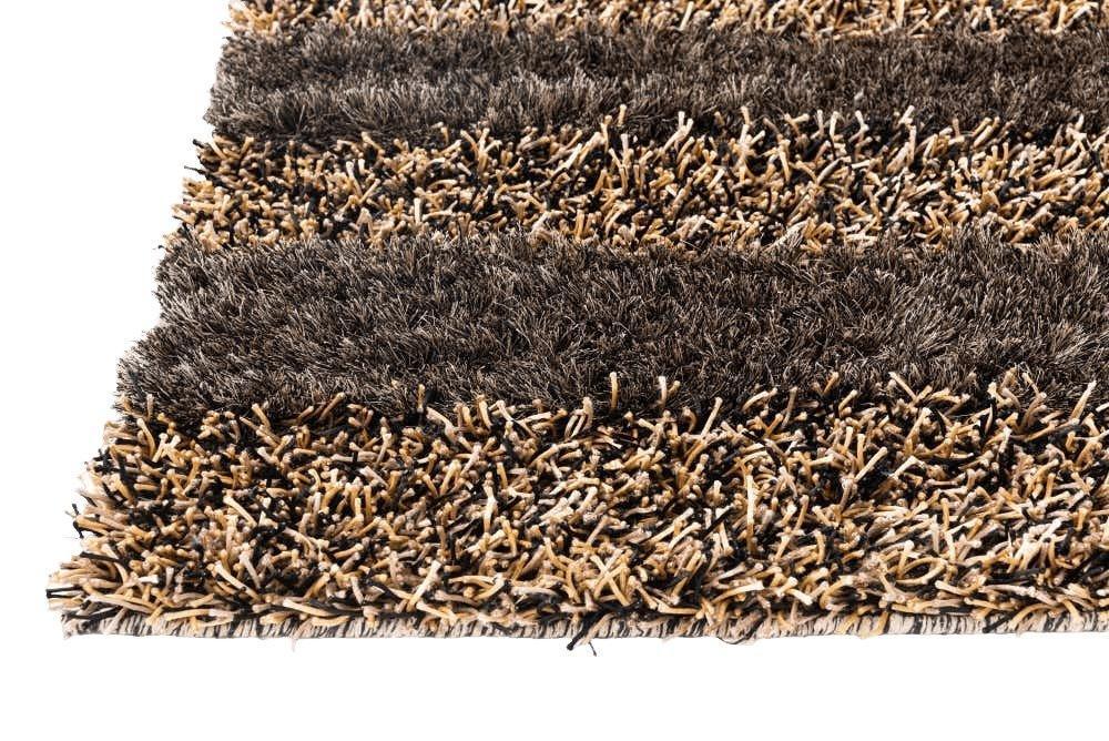 Striped Area Rug 5x7 | Brown, Beige & Black | Polypropylene - Rugistan, view 4