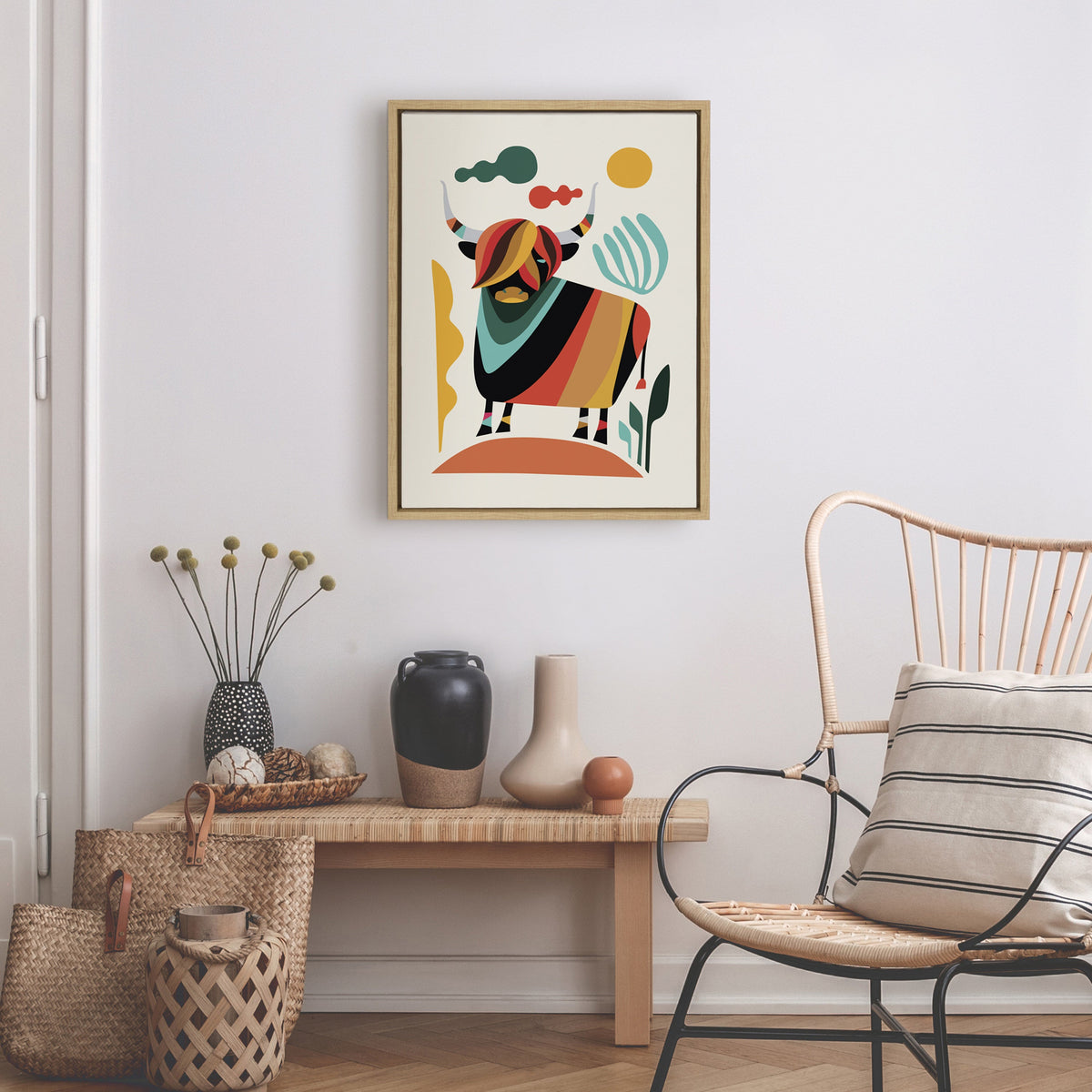 Sylvie Cow Framed Canvas by Rachel Lee of My Dream Wall